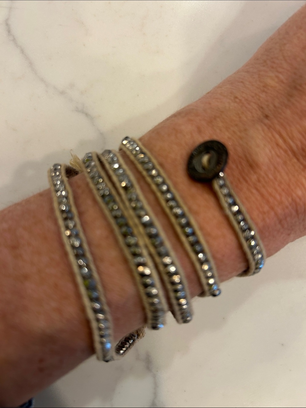 Club Monaco Beaded Metallic Hematite Wrap Necklace/ Bracelet